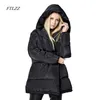 Inverno 90% Duck Down Parkas Mulheres Loose Fit Casaco Com Capuz Espessura Casual Jaqueta Quente Neve Rosa Overcoat preto 210423