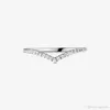 100 % 925 Sterling Silver Glittrande Wishbone Ring för kvinnor Bröllopsförlovningsringar Modesmycken