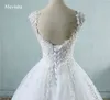 ZJ9076 Bola Vestidos Espaguete Correias Branco Marfim Tulle vestido de noiva para vestidos de casamento 2021 Pérolas Casamento cliente feito