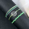 Green Bracelet Set Charm Tree of Life Infinity Waves Wax Thread Woven Bracelets Women Yoga Bangles Bohemian String Wrist Jewelry G1026