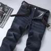 Frühling männer Klassische Blau Schwarz Slim-fit Jeans Business Baumwolle Elastische Regular Fit Denim Hosen Männliche Marke Hosen 211008