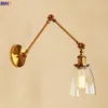 Vägglampor antik retro vintage lampa guld glas skugga loft industriell edison sconce belysning justerbar lång armljus