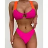 Menas de banho feminina Sexy Splicing Splicing Mid Sintar Cross Back Bikini Feminino Mulheres Mulheres Duas Pieces Conjunto Bather Arme de Bathing Swim K3128