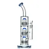 Double Blue Matrix Perc Glass bong Hookahs Recycler dab Rigs Thick glass Water Bongs Smoking Water Pipes