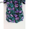 Fashion Women Elastic Draped Bodycon Mini Dress Sexy Lady Square Neck Puff Sleeve Floral Print Summer Dressss XNGC9587 210514