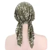 Muzułmańskie kobiety Hidżab Chemo Cap Print Headscarf Długi Ogon Stretch Cancer Hat Bonnet Turban Cross Hair Loss Pokrywa głowy islamski