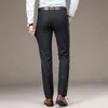 Marka Klasik Erkekler Iş Pantolon Moda Şerit Elbise Fit Pantolon Ofis Rahat Siyah Resmi Suit 211112