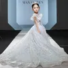 Girl's Dresses 2021 Luxury Children Girls Birthday Wedding Party Princess Long Tail Dress Kids Teens Elegant Model Show Piano Host