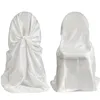 1.1m H*1.4m W White Color Satin Universal Self-Tie Banquet Chair Cover