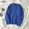 Neploe Korean Style Solid Color Women Sweaters O-neck Long Sleeve Knitted Pullovers Loose Casual Sueter Coat Pull Femme 1H807 210423