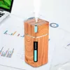 Bärbar mini luftfuktare träkorn 300ml ultraljudsbil USB arom luft diffusor färg LED lampa fuktigor för hemmakontor 210724