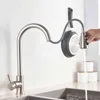 Rozin Brushed Nickel Kitchen Faucets Third Generation Pull Out Kitchen Mixer Facuet 3 Outlet Water Mode Spout Cold Mixer Tap 211108