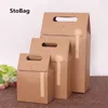 StoBag 10pcs Kraft Paper Khaki Candy Bag Wedding Favors Gift Box Package Birthday Party Baby Shower Chocolates Packing Protable 210602