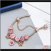 Bracelets Jewelry Drop Delivery 2021 Fashion Luxury Diamond Crystal Diy European Glass Beads Butterfly Flower Charm Designer Chain Bangle Bra