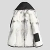 Mäns Läder Faux Hooded Big Raccoon Fur Collar Parkas 2021 Vinter Varm Tjock Kors Mink Liner Jackor Kläder Chaquetas Hombre Gmm550