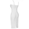 Ocstrade Vestido Bandage Ankunft Kette Verschönert Frauen Weißes Kleid Bodycon Promi Abend Club Party 210527