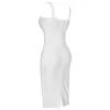 Ocstrade Vestido Bandage Ankomstkedja Utsmyckad Kvinnor Vit Klänning Bodycon Celebrity Evening Club Party 210527