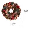 Julljushållare Pine Cone Berries Woodland Rustic Xmas Decor Table Centerpiece Christmas Wreath with Four Candleholder SH6772643
