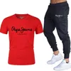 2021 senaste Pepe-Jeans-London T-shirt sommar, kortärmad för män, populära T-shirt toppar herr 2-delad kostym G0918