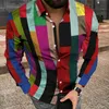 Camicie da uomo a maniche lunghe con stampa retrò Primavera Autunno Casual Colletto rovesciato Bottoni Cardigan Top Abbigliamento moda uomo Streetwear 220309