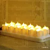 white flickering flameless candles