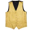 Men's Vests Barry.Wang 8 Colors Men Suit Vest Yellow Paisley Waistcoat Silk Tailored Collar V-neck Check Tie Set Formal Leisure M-2049