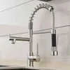 Spring Style Kitchen Faucet Brushed Nickel Faucet Pull Out Torneira All Around Rotate Swivel Water Outlet Mixer Tap 866026 211108