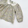 Camicia con colletto a balze carino per ragazze Stile 1-7Y Fiore a maniche lunghe Camicetta per bambini Vestiti per bambini per bambini 210429