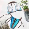 Omkagi badkläder kvinnor leopard bikini baddräkt låg midja bandage baddräkt randig badbyxa bikinis 2019 mujer push upx0523