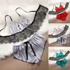 Women's Sleepwear Sexy Lingerie Porno Babydoll Nightdress Suit Women Underwear Bow Lace Sex Dress Temptation Satin