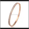 Bangle Drop Delivery 2021 Womens Armband Jewelry Rose Gold High Quality rostfritt stål manschettarmband med glänsande kristaller WAJ0905 UAC87