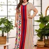 Siskakia confortável viscose impressão plus size vestidos para mulheres verão v pescoço manga curta maxi vestido longo casual roupas árabes 210331