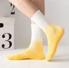 Simplicité dégradé couleur cravate-teinture femmes chaussettes coton blanc Vortex drôle planche à roulettes doux heureux HipHop mode filles chaussettes