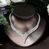 Collier de boucles d'oreilles Hibride magnifique mode cubique de zircon Crystal ensemble géométrique Design élégance pour femmes bijoux de mariée N-1145
