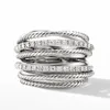 Huitan Silver Color Multiple Row Rings Shiny CZ Metallic OL Style Office Lady Versatile Finger Ring for Women Fashion Jewelry