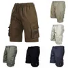 Lässige Sommer-Männer, einfarbig, mehrere Taschen, Kordelzug, Baggy-Cargo-Shorts, Hosen, mehrere Taschen, Kordelzug, Cargo-Shorts, Hosen X0628