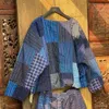 Johnature Chinese stijl katoen linnen jassen voor vrouwen O-Nekc lange mouw vintage patchwork kleur lente vrouwelijke jassen 210521