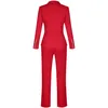 Ocstread 2ピースセット女性衣装ファッション服赤ブレザースーツ2セットマッチングセクシーな誕生日クラブパーティー衣装210527
