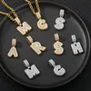 Collares con colgantes, collar con letras iniciales salvajes ostentosas para mujer, acero inoxidable 26 A-Z, cadena brillante, joyería de Hip Hop para hombres