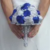 Bouquet argenté bleu royal Rose Bridesmaid Wedding Fleam Fleurs Rose Rose Bouquet Bouquet Faux Bouquet de mariage Personnalisé