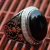 Cluster Ringen Bocai S925 Sterling Zilveren Ring Mode Eenvoud Tij Mannen Zwart Domineering Man 925 voor