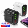 5 В 3A светодиодный дисплей 3 порт AC Home Travel Waller Adapter Power для iPhone 11 12 13 14 Samsung Huawei Android Phone PC