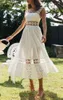 Spring Summer Women Beach Dress Elegant Backless Maxi Hollow Out White Midi Long Vestidos De Mujer 210427