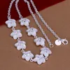 Set di gioielli da donna classici Braccialetti con collana in fiore di prugna in argento sterling 925 Braccialetti con collane