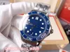 Men watch automatic mechanical waterproof large dial blue rubber stainless steel Top-grade ceramic watches2941