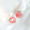 2021 Zomer Koreaanse Acryl Trendy Roze Perzik Dangle Oorbellen Voor Vrouwen Meisjes Leuke Zoete Sieraden Gift Mode Fruit