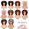 Synthetic Wigs Leeons Short Afro Kinky Curly Wig With Bangs For Black Women Fiber