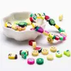 100Pcs Round Polymer Clay Fruit Animal Beads Flat Cartoon Child Puzzle Heart Bead DIY Bracelet Jewelry Making Accessories