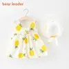 Orso leader bambina abiti nati nati toddler gare ragazze estate abiti principessa + cappelli 2 pezzi set di abbigliamento tramonto 210708