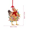 Juldekorationer Trä Scarf Chicken Pendants Xmas Tree Ornaments Hem Hängande Inredning för Navidad 2021